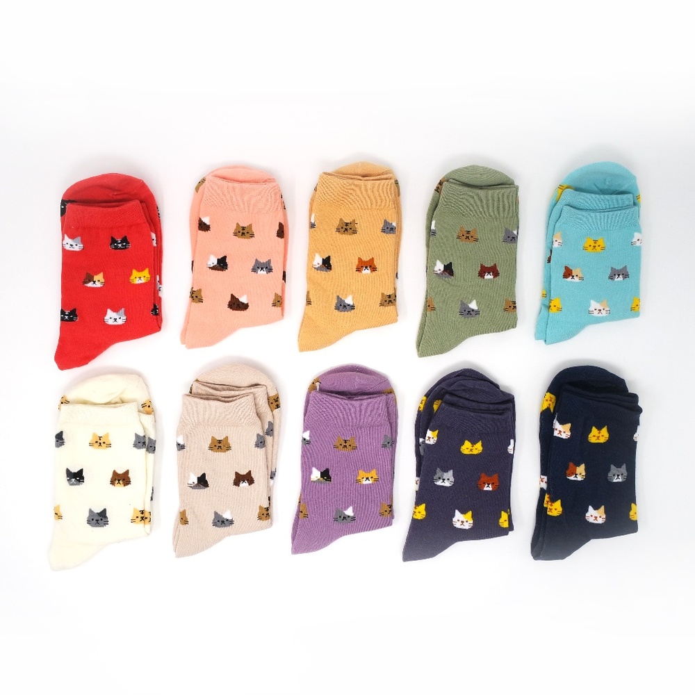 The Cat Kit | NEW Cat socks, pack of 10, rainbow - Picture 3 of 4